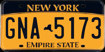 NY license plate GNA5173