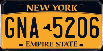 NY license plate GNA5206