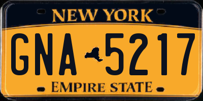 NY license plate GNA5217