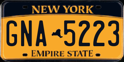 NY license plate GNA5223