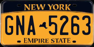 NY license plate GNA5263