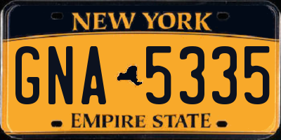 NY license plate GNA5335