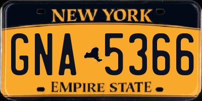 NY license plate GNA5366