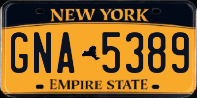 NY license plate GNA5389