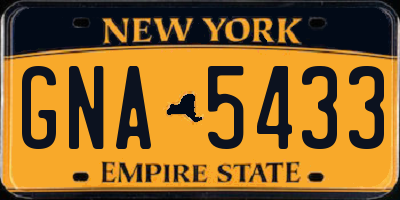 NY license plate GNA5433