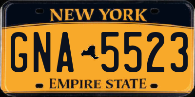 NY license plate GNA5523