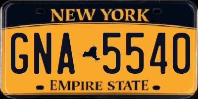NY license plate GNA5540