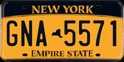 NY license plate GNA5571