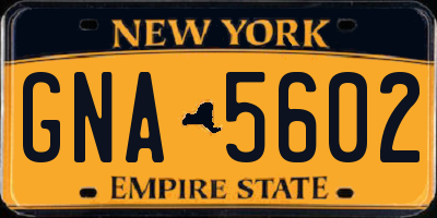 NY license plate GNA5602