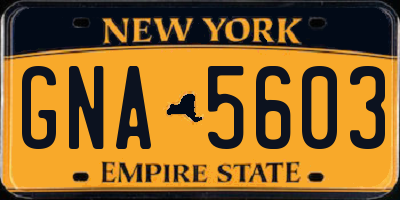 NY license plate GNA5603
