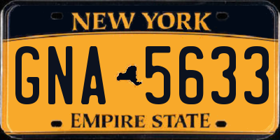 NY license plate GNA5633