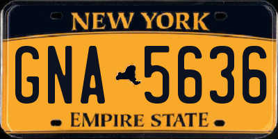 NY license plate GNA5636