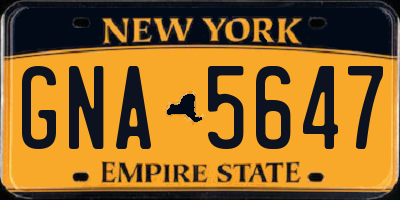 NY license plate GNA5647
