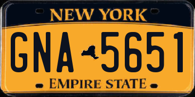 NY license plate GNA5651