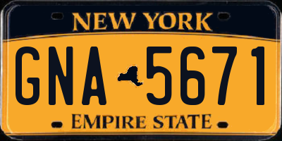 NY license plate GNA5671