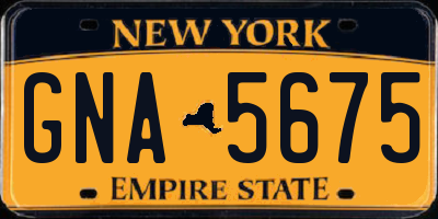 NY license plate GNA5675