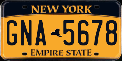NY license plate GNA5678