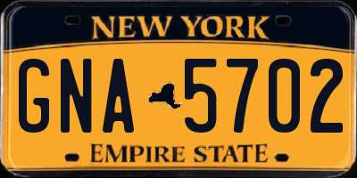 NY license plate GNA5702