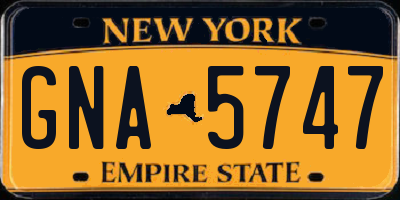 NY license plate GNA5747