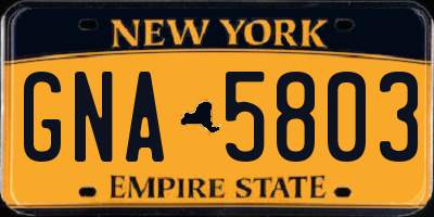 NY license plate GNA5803