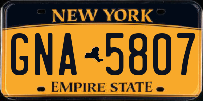 NY license plate GNA5807