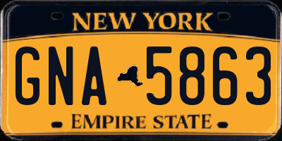 NY license plate GNA5863