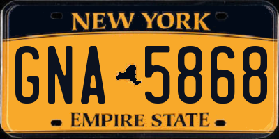 NY license plate GNA5868