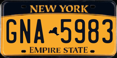 NY license plate GNA5983