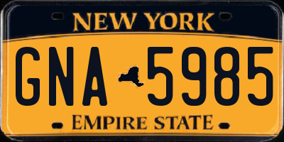 NY license plate GNA5985