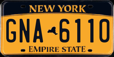 NY license plate GNA6110