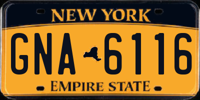 NY license plate GNA6116