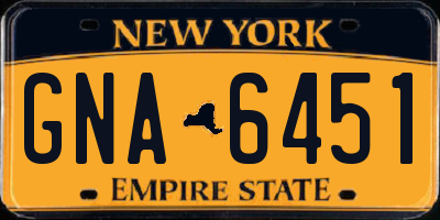 NY license plate GNA6451