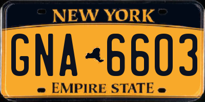 NY license plate GNA6603