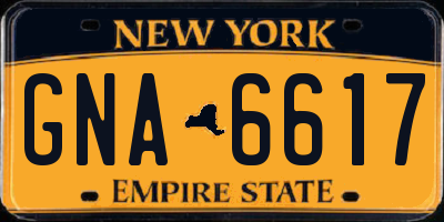 NY license plate GNA6617