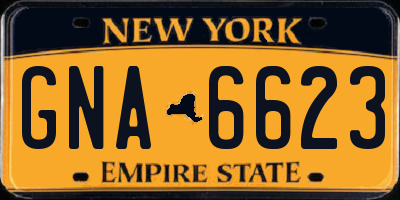 NY license plate GNA6623