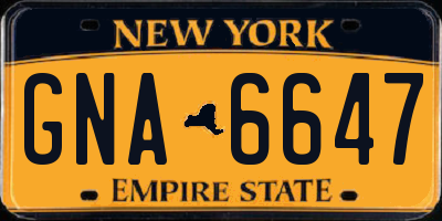 NY license plate GNA6647