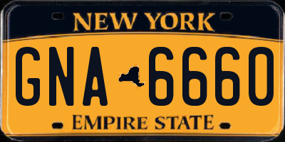 NY license plate GNA6660