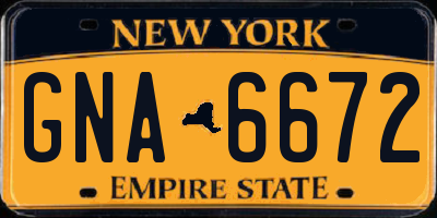 NY license plate GNA6672