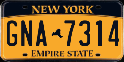 NY license plate GNA7314
