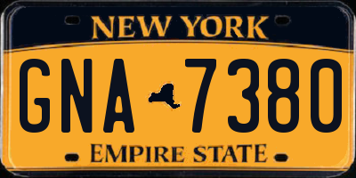 NY license plate GNA7380