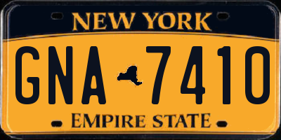NY license plate GNA7410