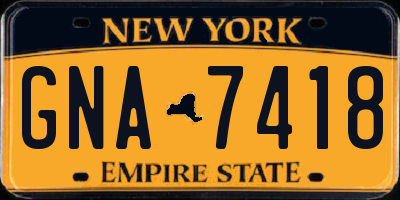 NY license plate GNA7418