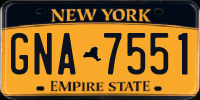 NY license plate GNA7551