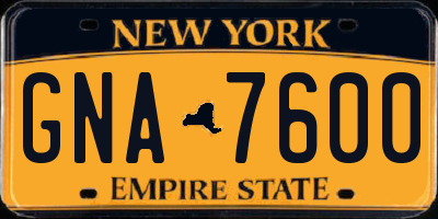 NY license plate GNA7600