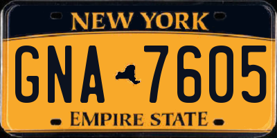 NY license plate GNA7605