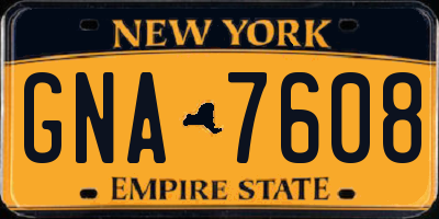 NY license plate GNA7608