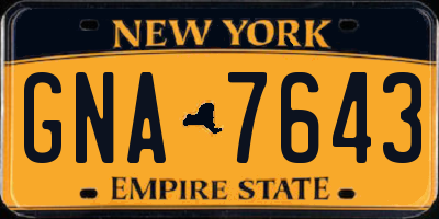 NY license plate GNA7643