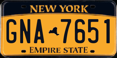 NY license plate GNA7651