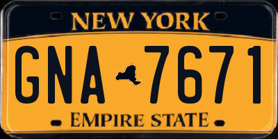 NY license plate GNA7671