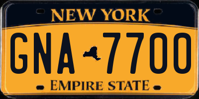 NY license plate GNA7700